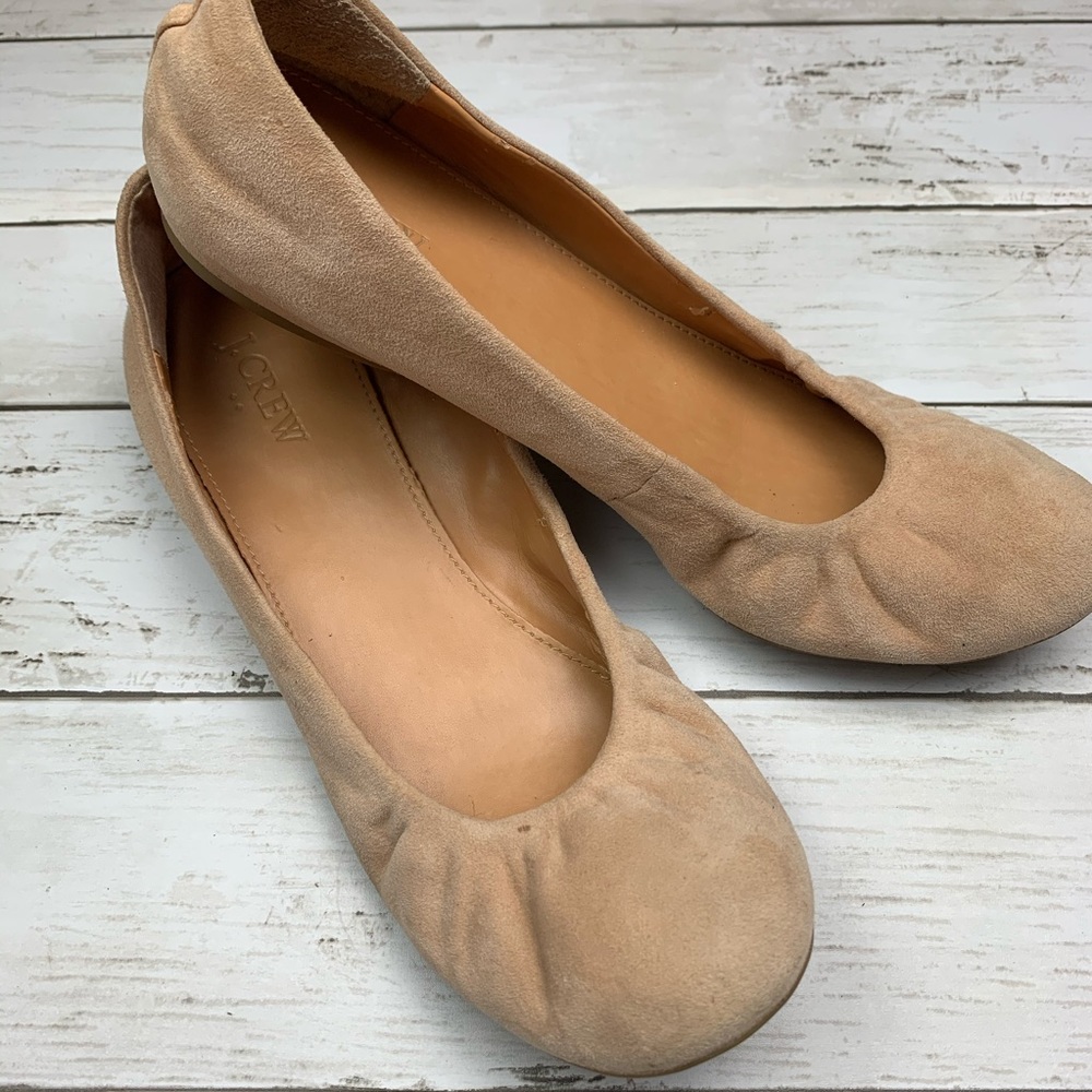 J. Crew Nude Suede Ballet Flats